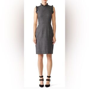 Rebecca Taylor Grey Ruffle Wool Silk Dress Size 2